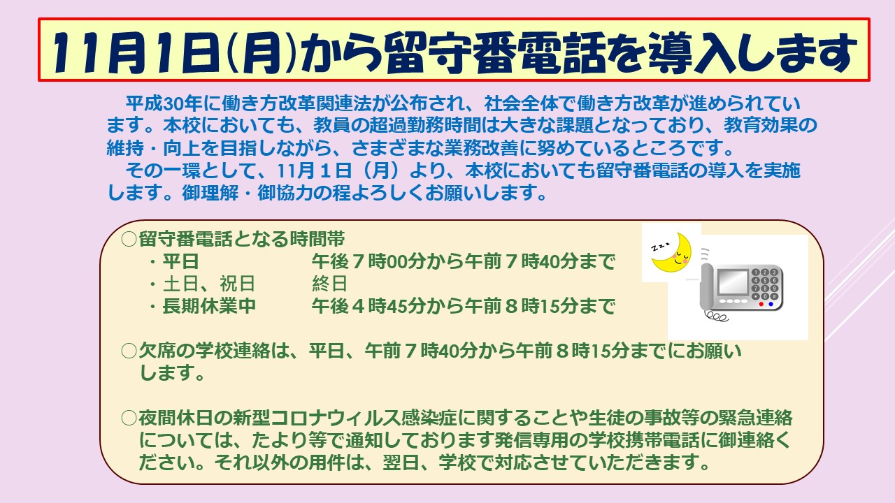 1101 留守番電話の導入始めます